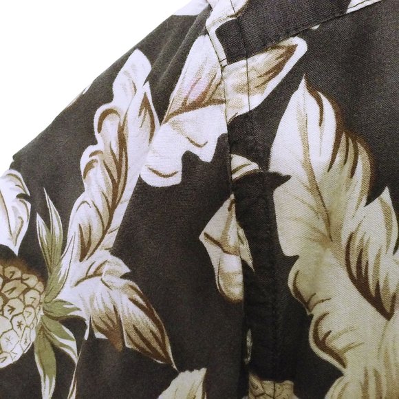 Vintage 80s Campia Moda Korea-Made Rayon Aloha Shirt -L Tropical Pineapple Palm - Picture 7 of 9